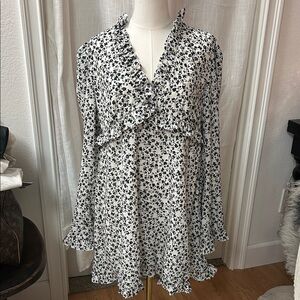 Millie Mackintosh Black and White Floral Ruffle Dress